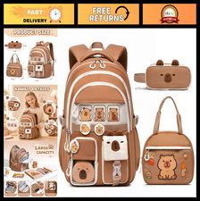3PCS Capybara Backpack Set for Girls - Cute Bookbag with Lunch Box  Pencil Pouc