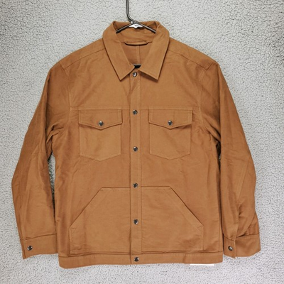 #ad Lands#x27; End Moleskin Utility Shirt Jacket Mens S Carob Brown Work Chore Shacket $37.99