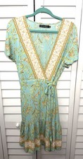 Zesica Floral Boho Ruffle V-Neck Wrap Mini Dress Cottagecore Women’s Size Medium