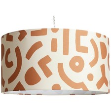 Terracotta Printed Drum Lamp Shade 40cm Habitat Damaged Used