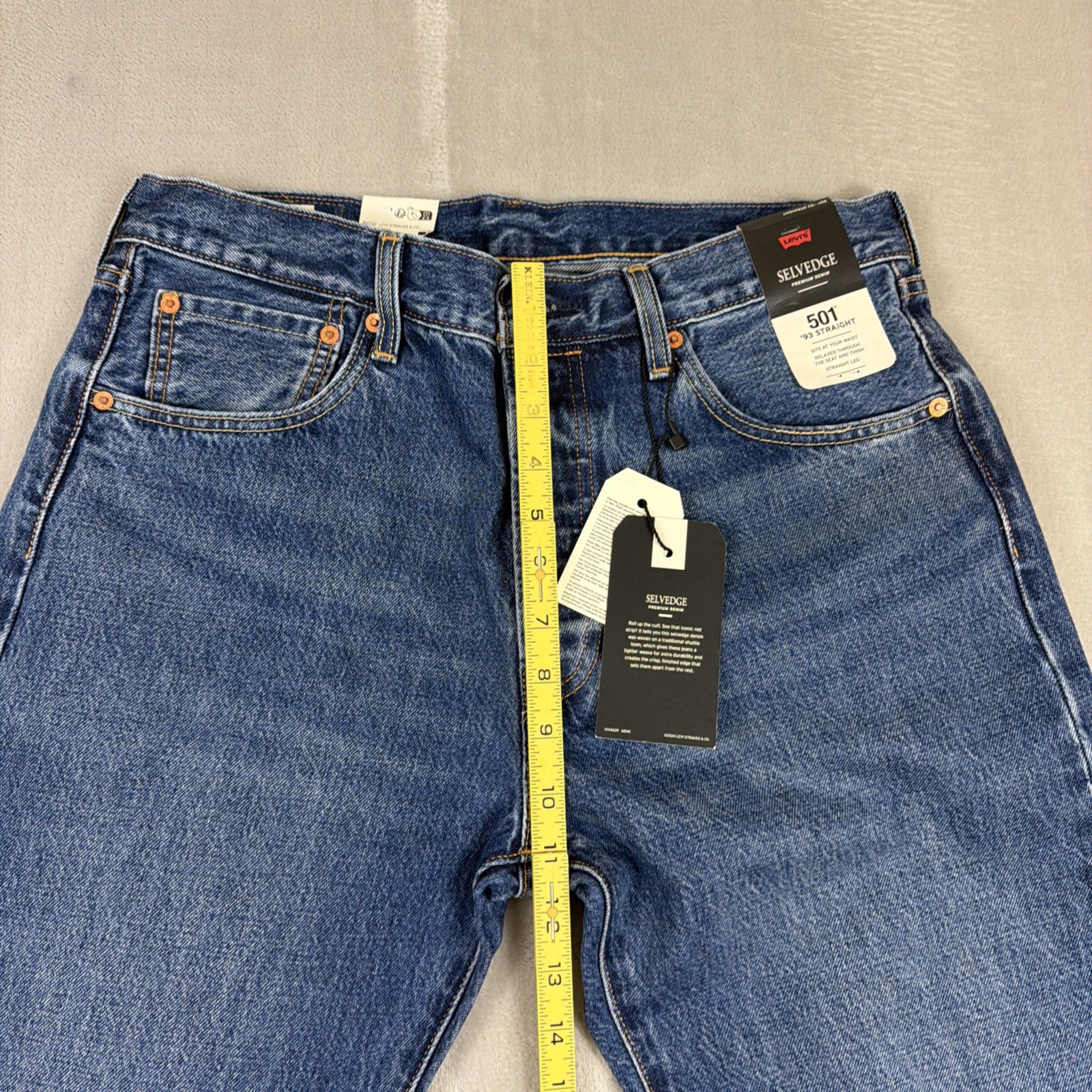 Levi's Premium 501 '93 Straight Selvedge Jeans Men's Size 32x34 Blue Cotton thumbnail 8