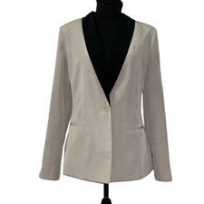 Express  Cream and Black Blazer with Tuxedo Lapel and Deep V-Neckline Size 2 