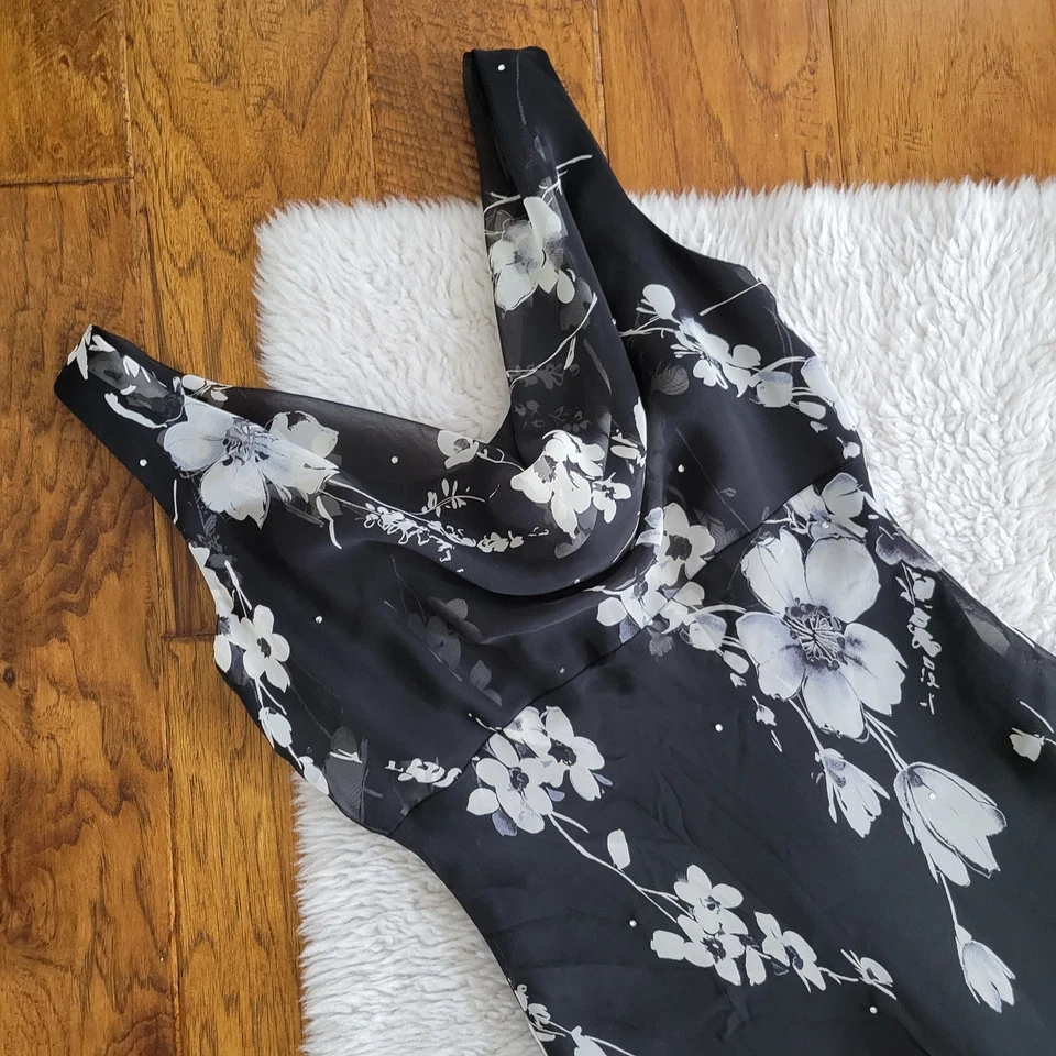 Vestido Betsey & Adam Y2K años 90 caprichoso para mujer 6 estrás oscuro romántico floral Foto 3 de 4