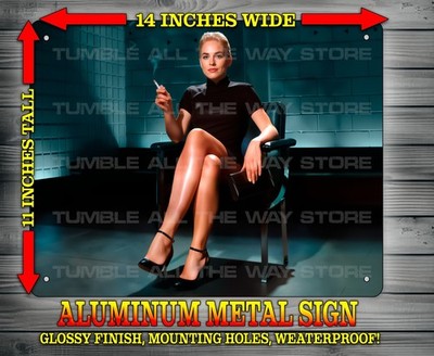 Sexy Sharon Cosplay Basic Instinct in Black Dress Metal Sign Wall Art 14'' x 11''