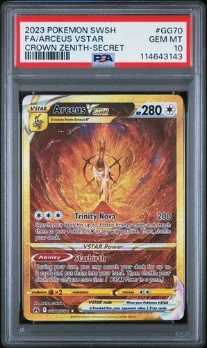POKEMON ARCEUS VSTAR 2023 SWORD AND SHIELD CROWN ZENITH #GG70 SECRET FA PSA 10