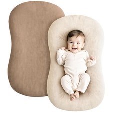 Konssy Muslin Baby Lounger Cover 2 30.7 x 20 inches / 78 x 51 cm, Brown,wheat