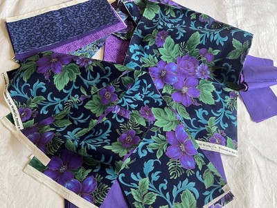 VIP Cranston & Others Purple Blue Cotton Rem Lot Quilting Crafts 15 Oz Clean
