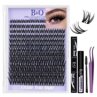 B&Q Flaunt Lash Clusters Kit D-Curl Flora Eyelash Clusters 8-18mm Cluster Eye...