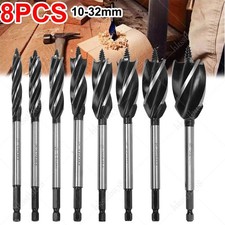 8Pcs High-Carbon Steel Fast Cut Wood Auger Wood Drill Bit Tools Set 10-32 MM UK