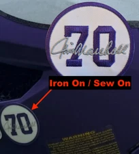 Jim Marshall Patch #70 Minnesota Vikings Memorial Patch similar to helmet decal