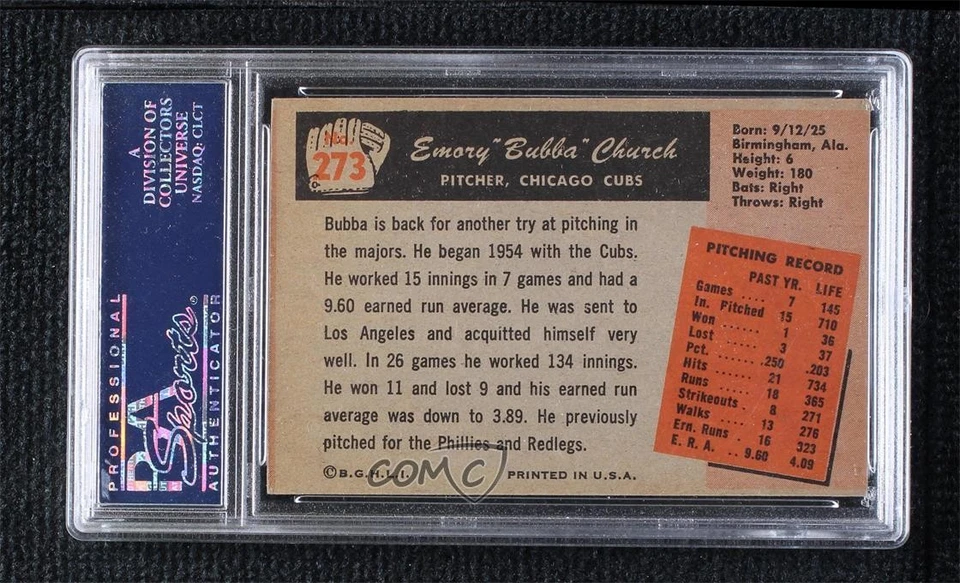 1955 Bowman Bubba Church #273 PSA 5 - Image 2 of 2