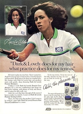 Leslie Allen Tennis Dark & Lovely Shampoo Vintage 1982 Magazine Print Ad 8 x10 