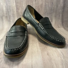 Sperry Womens 9.5 Seaport Penny Loafer Shoes Black Leather STS86931 EUC
