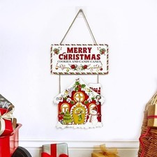 Gingerbread Christmas House Wooden Sign Candy Cane Wall Hanging Door Decor