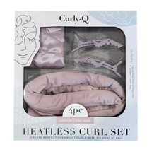 Curly Q Heatless Curl Set Heat Free Curling Tube Clips Travel Satin Bag Blush
