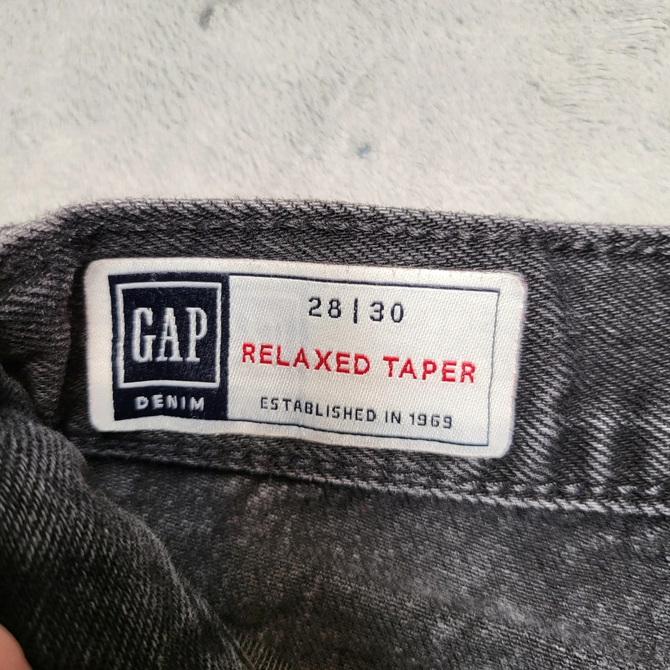 GAP Jeans Mens 28x27 Black Gray Relaxed Taper GapFlex Stretch Denim Tapered - Image 3 of 4
