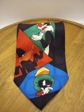 VTG 1995 Looney Tunes Mania 100 Silk Necktie Bugs Bunny Daffy Duck 4" By 59"