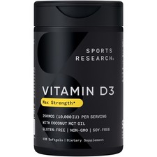 Vitamin D3 10,000 IU w/ Coconut MCT Oil High ...