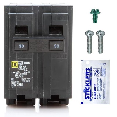 FalconSupply Genuine Square D HOM230 Circuit Breaker Kit Bundle 1 Pack, 30 Am...