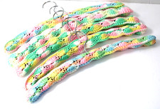 VTG Handmade Crochet Covered Wooden Hangers Set/5 Variegated Pastels Granny Core