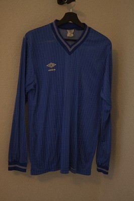 Vintage Umbro Trikot Langarm Blau - 80s 90s Teamwear Jersey