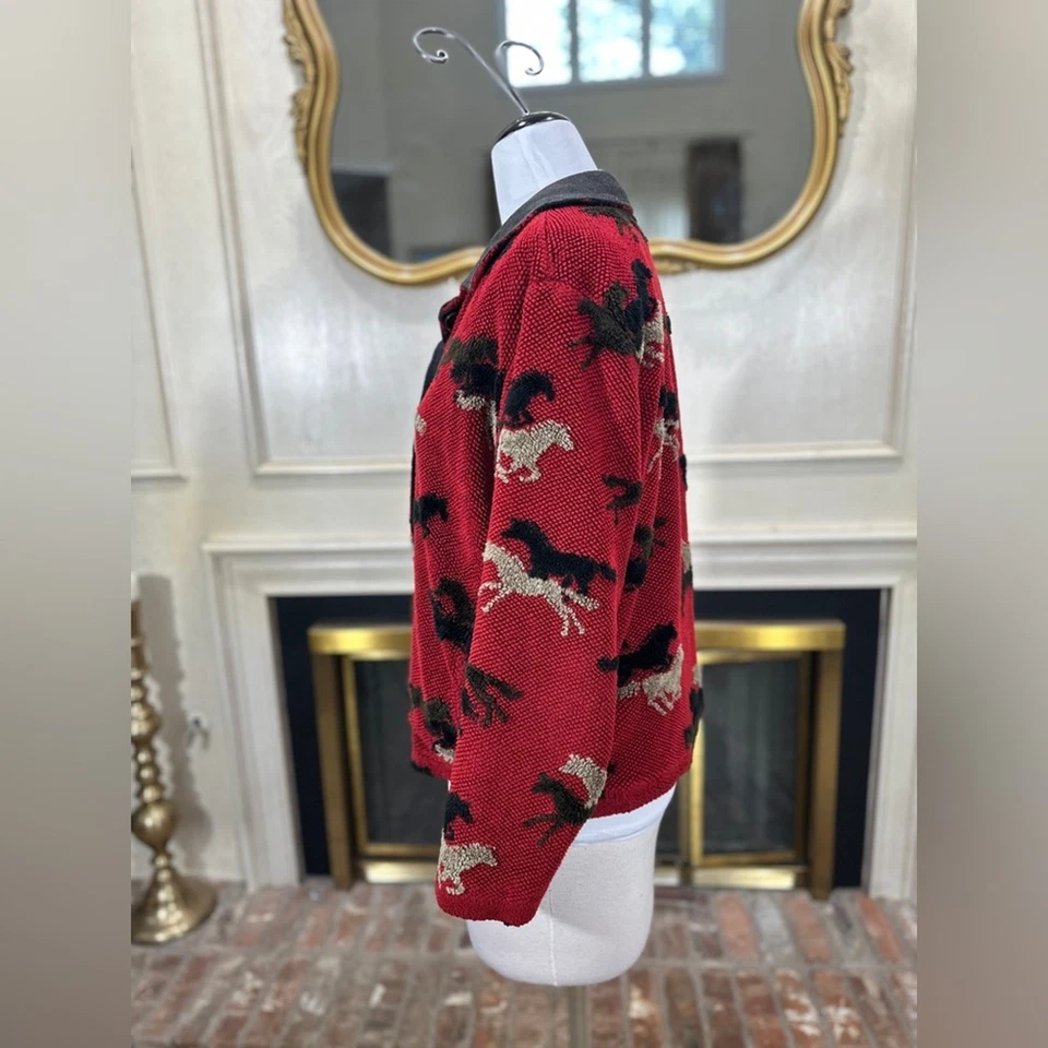 Chaqueta Tsunami Canada Estampado Caballo XL Roja Negra Beige Estilo Ecuestre Occidental Foto 4 de 4