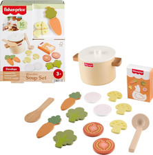 Wood Kitchen Toy Veggie Soup, Tiny Garden 16-Piece Wooden Pretend Cooking Playse