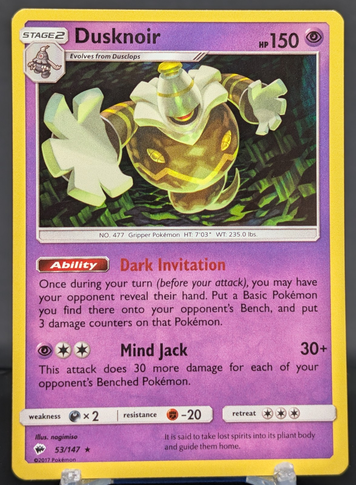 Pokemon Dusknoir #53/147 English Burning Shadows Holo Rare