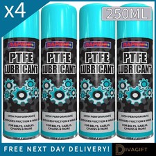 4 x PTFE GREASE AEROSOL LUBRICANT SPRAY 250ML CAN CHAINS BELTS CABLES OIL NEW