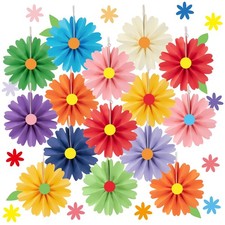 15 PCS Cinco de Mayo Fiesta Paper Fans Mexican Hanging Wall Flowers Decor