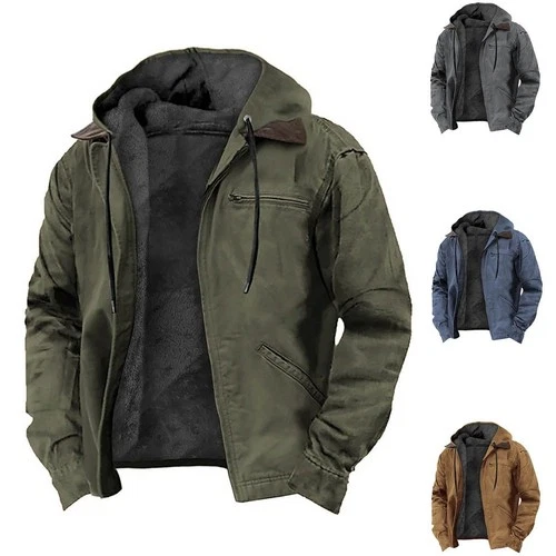 Men's Casual Padded Jacket Winter Warm Hooded Soft Comfort Coat Thick Jacket Top