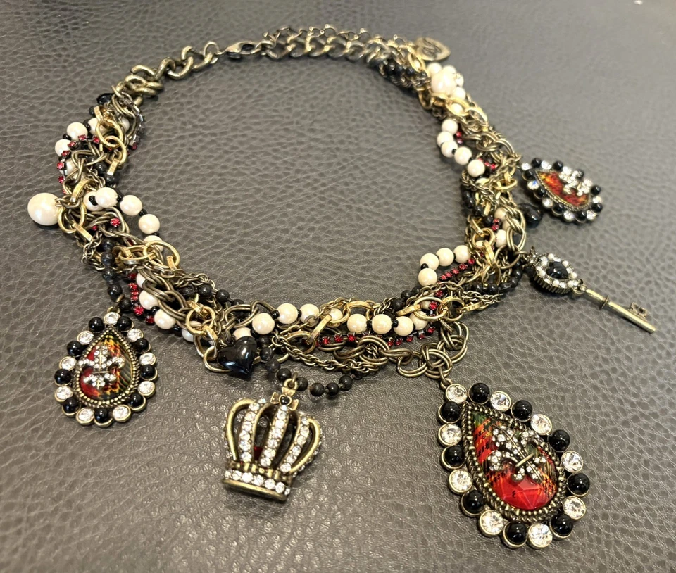 Collar Betsey Johnson Real Compromiso Flor De Lis Raro Estrás Grueso Foto 2 de 4