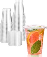 8oz 10oz 12oz 16oz Clear Smoothie Cups Reusable Plastic with Lids PET Takeaway