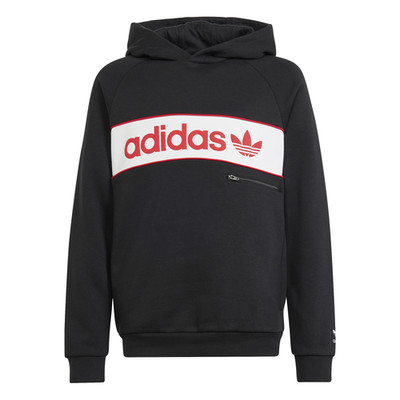 adidas Logo Pullover Hoodie Youth Boys Black Casual Outerwear IS3286-A