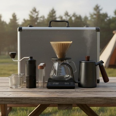 Hand Brew Coffee Kit Aluminum Alloy Container Steep over Coffee Brewer Set
