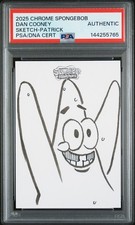 Marketplace image: 2025 Topps Chrome Spongebob Sketch Patrick Star Signed By Artist #1/1 PSA Auth.
