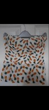 SUPERDRY White Pineapple Print Bandeau Top Size XS worn once
