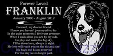 Personalized Border Collie Pet Memorial 12"x6" Granite Grave Marker Headstone