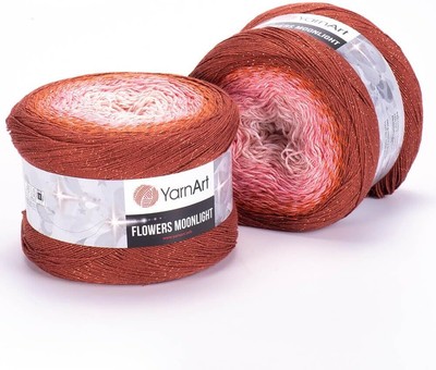1 Ball YarnArt Flowers Moonlight Glitter Cotton Yarn, Soft, Rainbow Crochet, Met