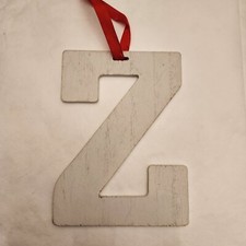 Wooden Letter Distressed Ornament Decor White Initial Monogram gift Z