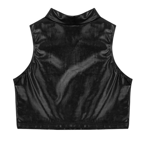 Kid Girls Jazz Latin Dancewear Long Sleeve Metallic Crop Top Gymnastic Dance - Picture 45 of 84