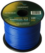 Harmony Car Primary 14 Gauge Power or Ground Wire 100 Feet Spool Blue Cable New