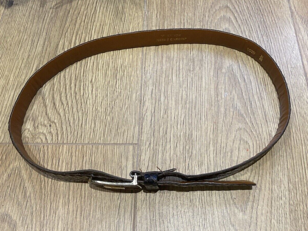 Pierre Cardin Vintage Brown Snakeskin Leather Belt, 32" Waist, needs gluing! 3