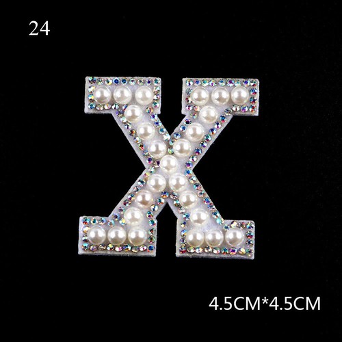 A-Z Letter Pearl Patches Rhinestone Sew Iron on Applique Alphabet Clothing Badge - Picture 34 of 62