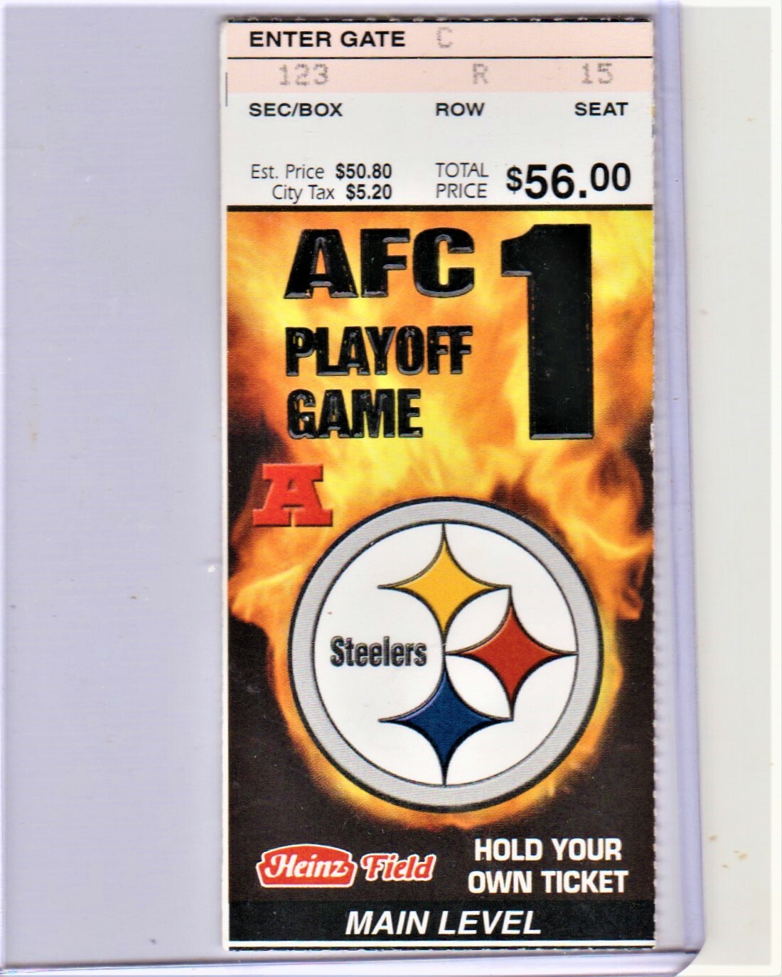 2001 AFC NFL PLAYOFF TICKET BALTIMORE RAVENS PITTSBURGH STEELERS HEINZ