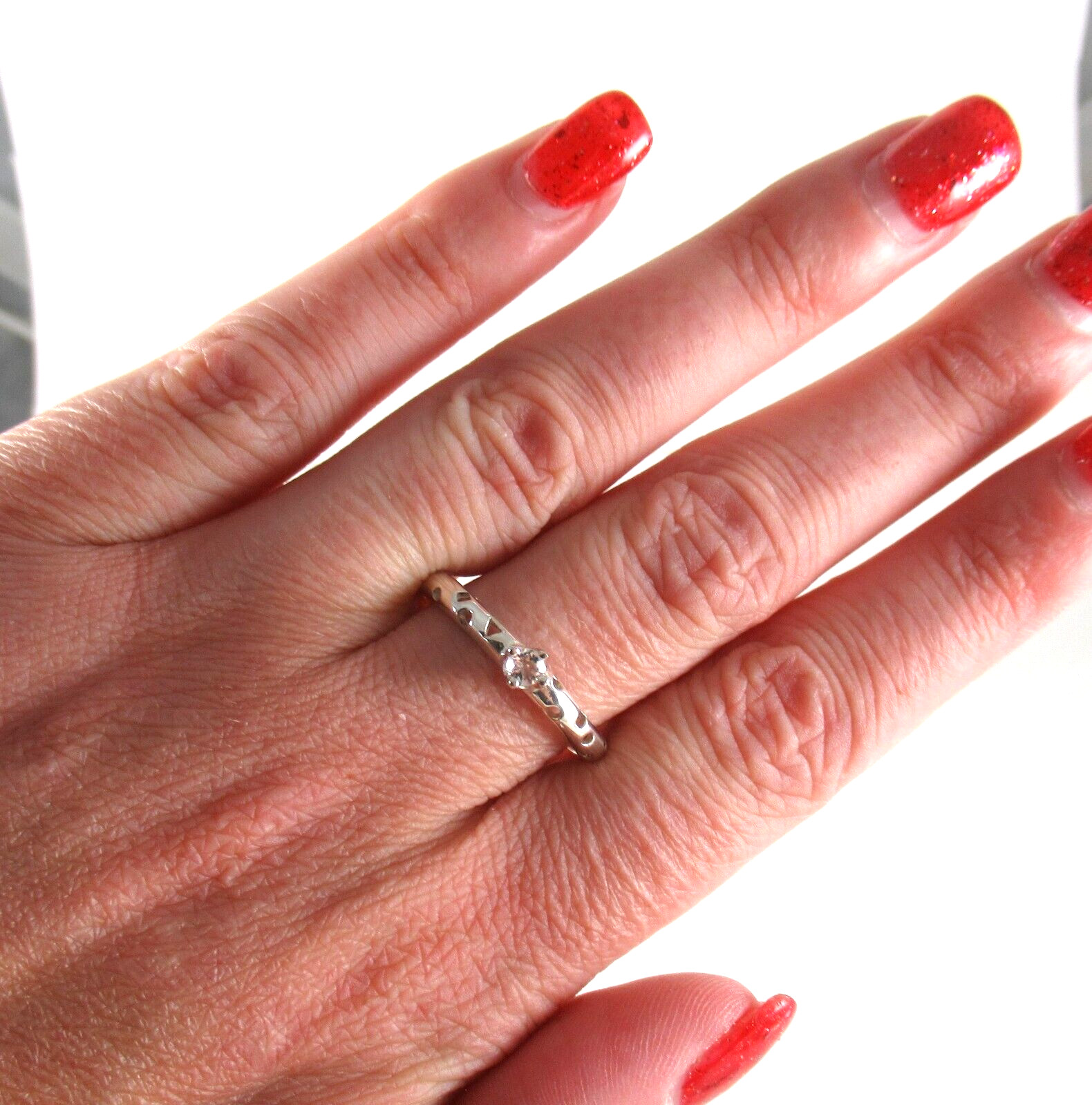 .925 Sterling Silver CZ Stackable Ring Negative S… - image 2