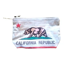 California State Bear  Cosmetic Bag Zipper Pouch 10" Travel Organizer
