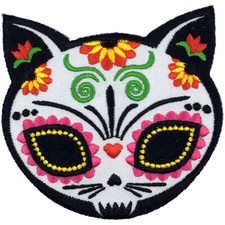 Gato Muerto Sugar Skull Cat Evilkid Iron On Embroidered Patch New Day Dead