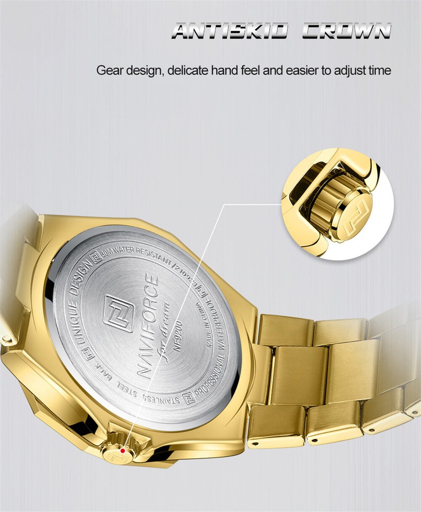 NAVIFORCE Men Watch Military Steel Wristwatch Luminous Hand Male