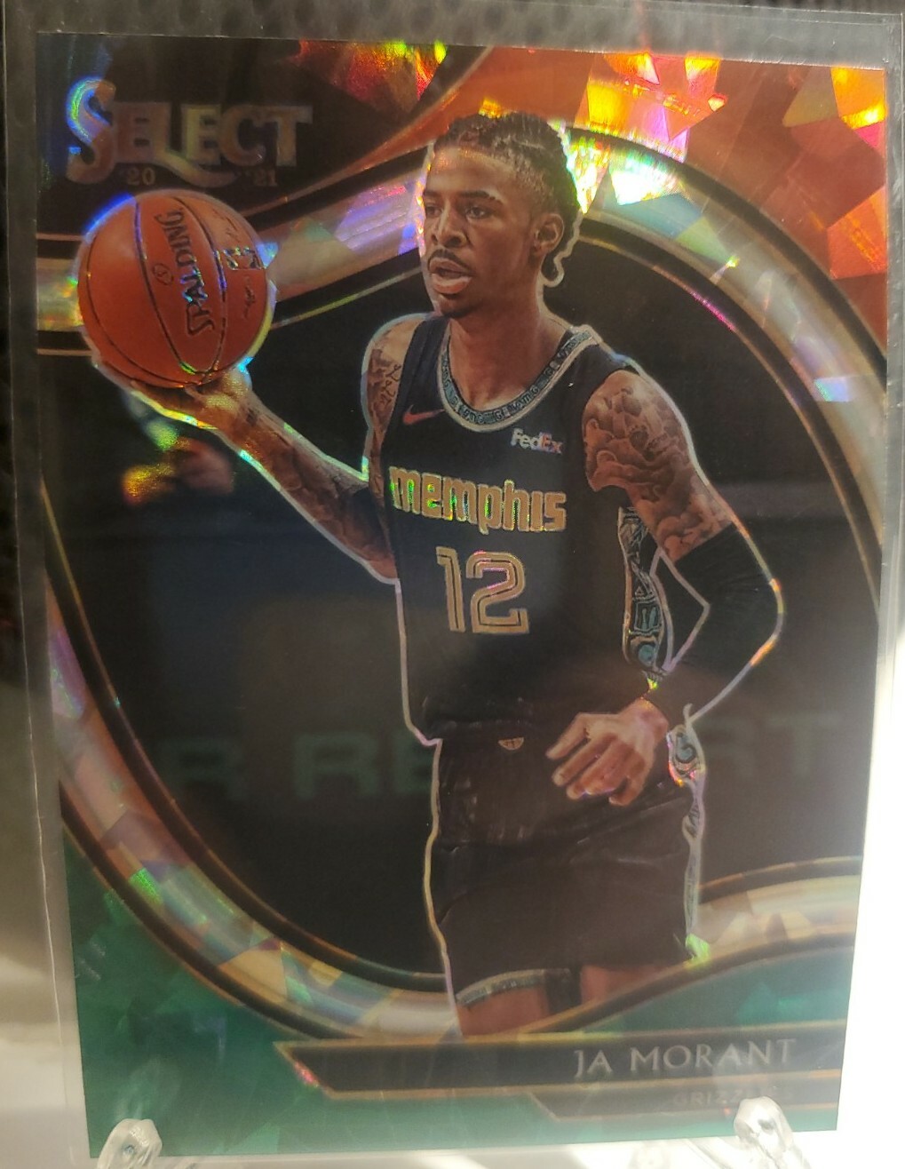 2020-21 Select Ja Morant Courtside Red White Green Cracked Ice Prizm #255